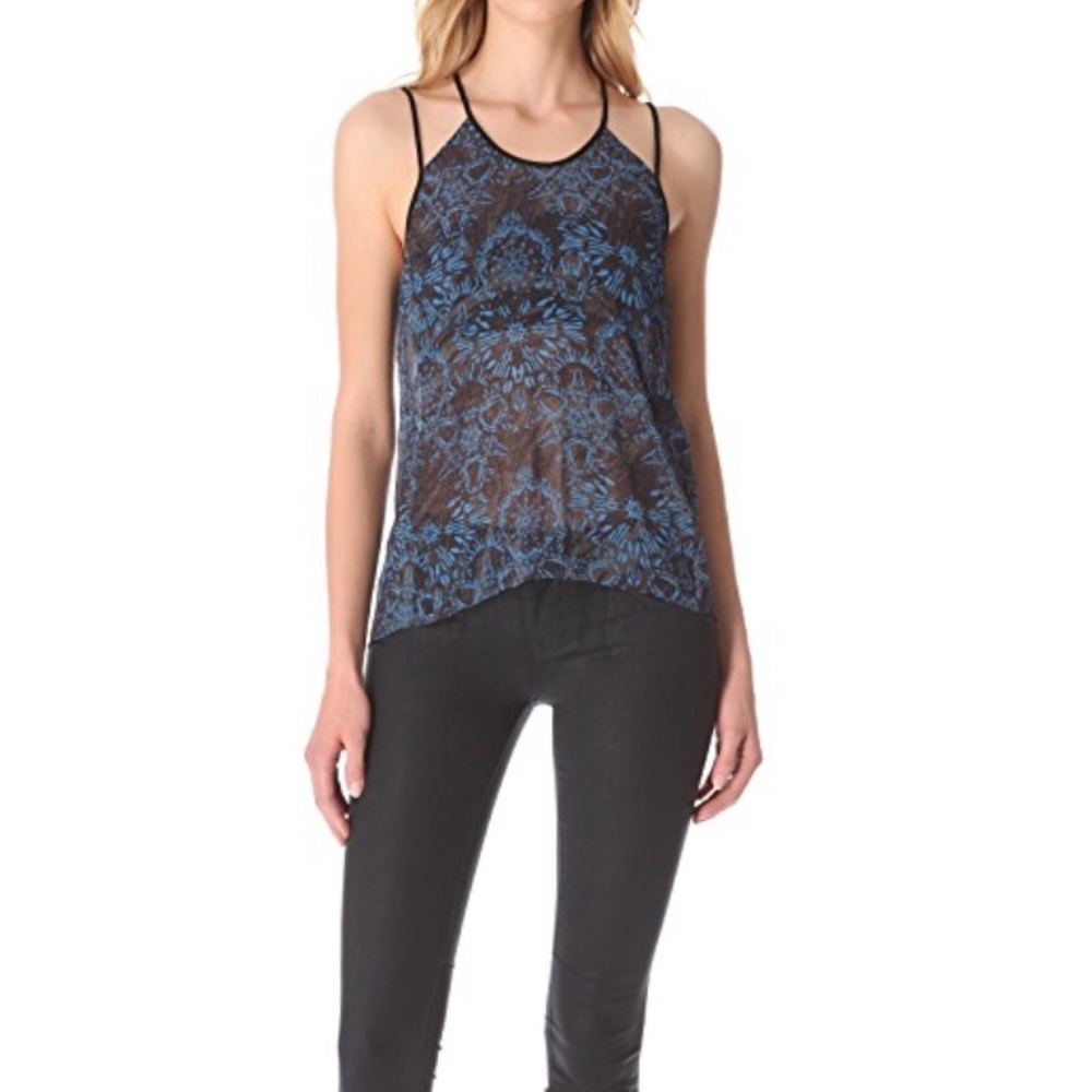 Helmet Lang blue medallion tank top medium large